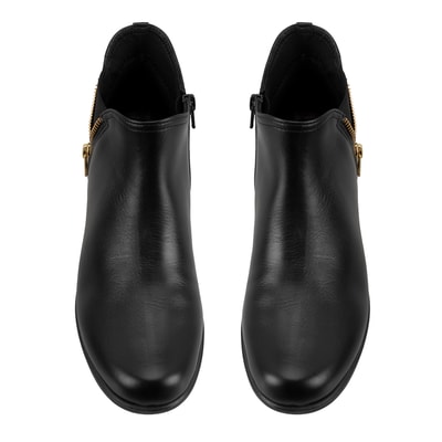 Karlee Siyah Kadın DesaComfort Fermuarlı Deri Bot