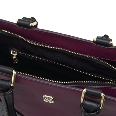 Karmen Siyah Kadın Kroko Baskılı Deri El Çantası