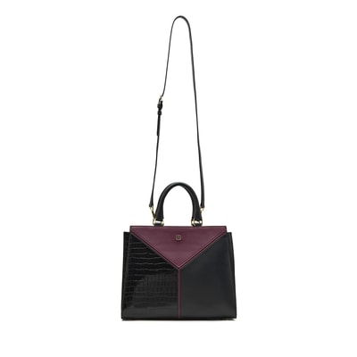 Karmen Siyah Kadın Kroko Baskılı Deri El Çantası