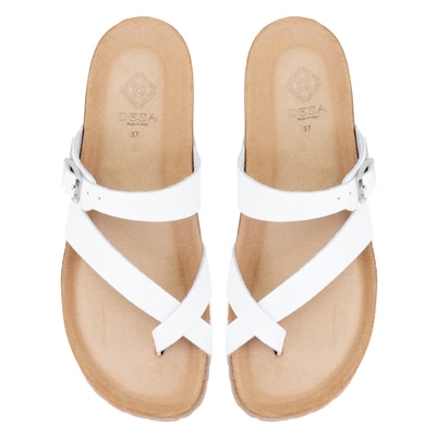 Kathy Beyaz Kadın Parmak Arası Nubuk Deri Terlik