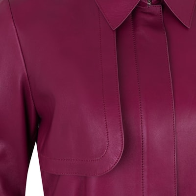 Kelly Bordo Kadın Deri Trençkot