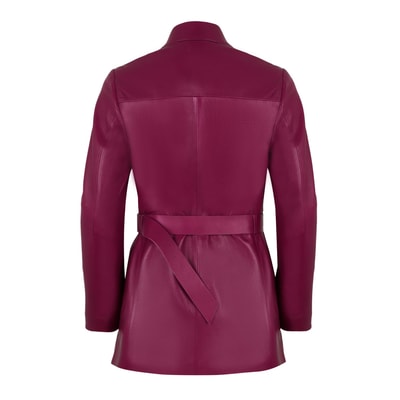 Kelly Bordo Kadın Deri Trençkot