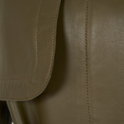 Kelly Yeşil Kadın Deri Trençkot