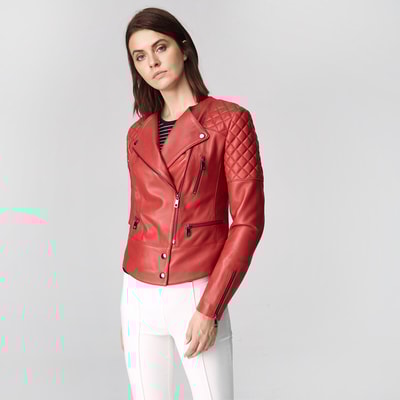 Kırmızı Adonita Kadın Deri Mont