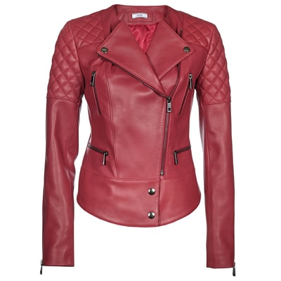 Kırmızı Adonita Kadın Deri Mont