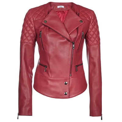 Kırmızı Adonita Kadın Deri Mont