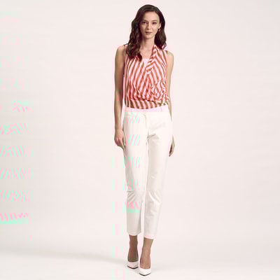 Kırmızı Çizgili Kadın Bluz