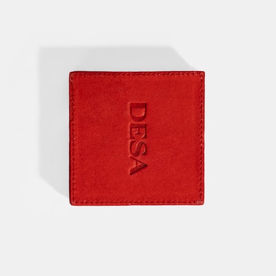 Kırmızı Deri Dörtlü Bardak Altlığı