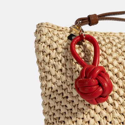 Kırmızı Düğüm Detaylı Deri Anahtarlık