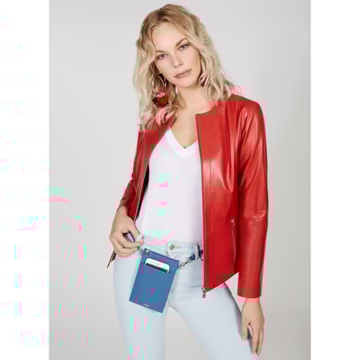 Kırmızı Kathalina Kadın Deri Ceket