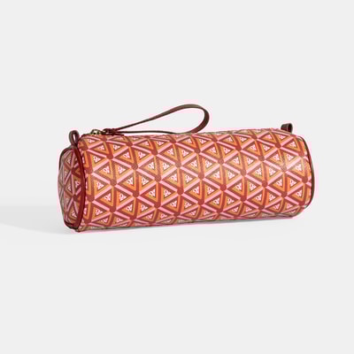 Kırmızı Monogram Desenli Kalemlik/Tıraş/Makyaj Çantası