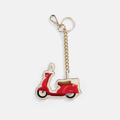 Kırmızı Motorsiklet Figürlü Deri Anahtarlık