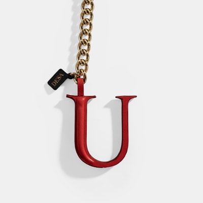 Kırmızı U Harfi Deri Anahtarlık