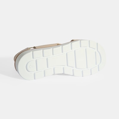 Krem Kadın Lastik Bantlı Deri Sandalet