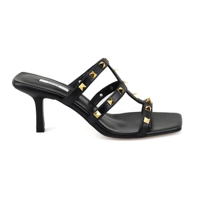 Kristen Siyah Kadın Topuklu Deri Terlik