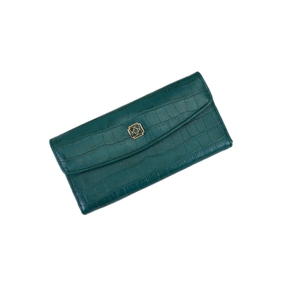 Kristin Yeşil Kadın Kroko Baskılı Deri Cüzdan