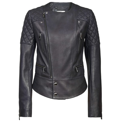 Lacivert Adonita Kadın Deri Mont