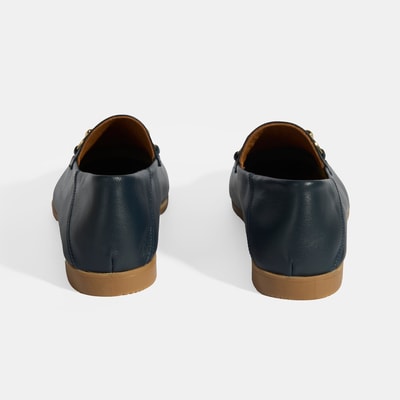 Lacivert Kadın Toka Aksesuarlı Deri Loafer