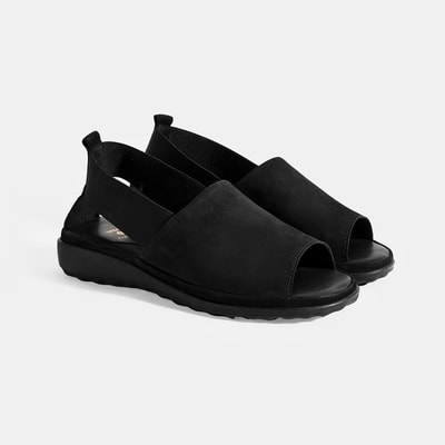 Laney Siyah Kadın Nubuk DesaComfort Deri Sandalet