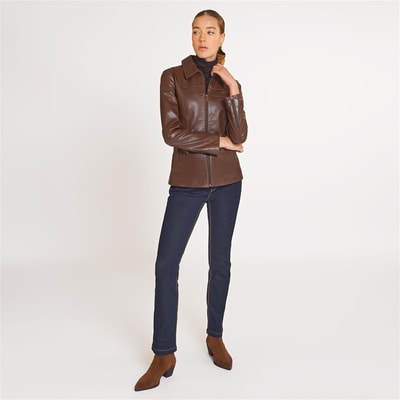 Laura Kadın Gömlek Yakalı Deri Mont