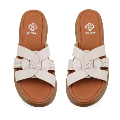 Laurie Bej Kadın Dolgu Topuklu Deri Terlik