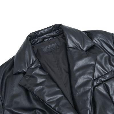 Lena Siyah Kadın Puffer Deri Kaban