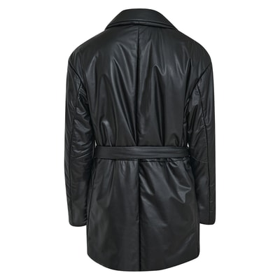 Lena Siyah Kadın Puffer Deri Kaban