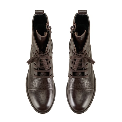 Lias Kahve Kadın Fermuarlı Deri Bot