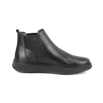 Liene Siyah Erkek Lastikli Deri Bot