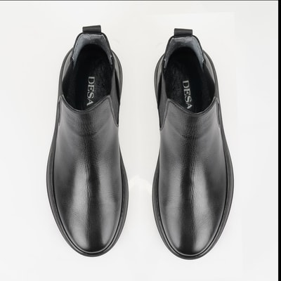 Liene Siyah Erkek Lastikli Deri Bot