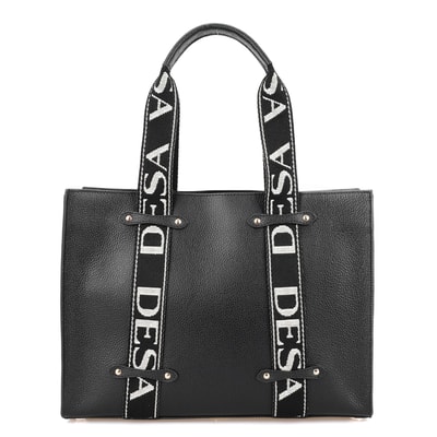 Lilie Siyah Kadın Desa Logo Askılı Deri Alışveriş Çantası