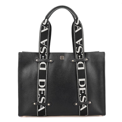 Lilie Siyah Kadın Desa Logo Askılı Deri Alışveriş Çantası