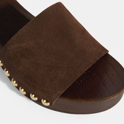 Limited Edition Kadın Koyu Kahve Süet Topuklu Terlik