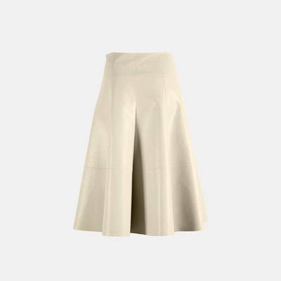 Limited Edition Kadın Krem Uzun Deri Etek