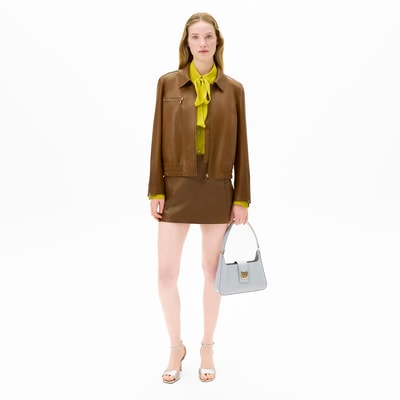 Limited Edition Kadın Taba Deri Şort Etek