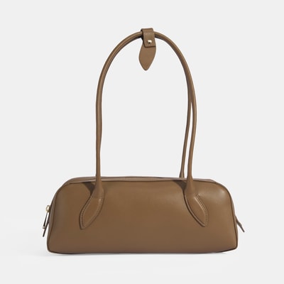 Limited Edition Kahve Kadın Yaprak Detaylı Deri Omuz Çantası