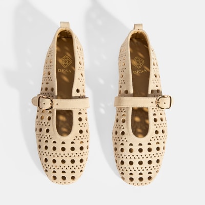 Limited Edition Kamitre Bej Kadın Süet Mary Jane Babet