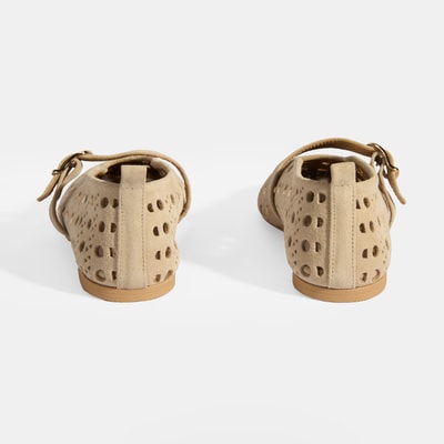 Limited Edition Kamitre Bej Kadın Süet Mary Jane Babet