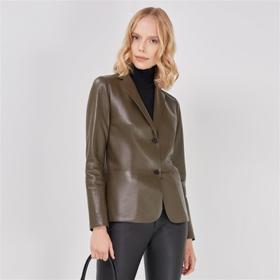 Linda Kadın Çift Taraflı Deri Blazer Ceket