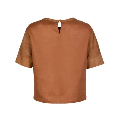 Linea Taba Kadın Perforeli Süet Deri Crop Bluz