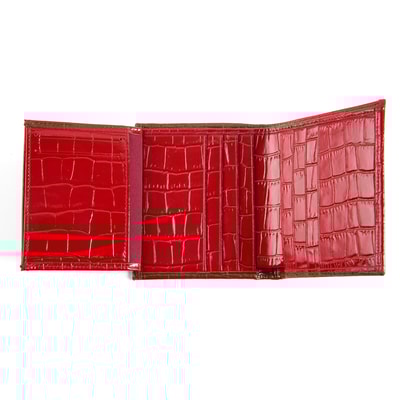 Linoa Kırmızı Kadın Kroko Baskılı Deri Cüzdan