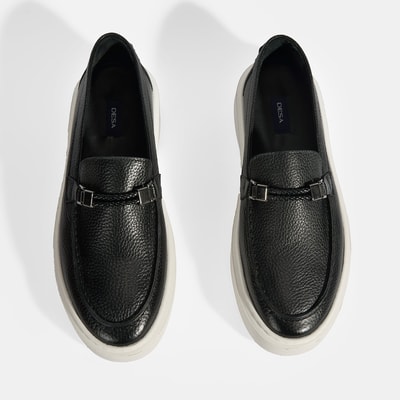 Liverty Siyah Erkek Deri Tokalı Loafer