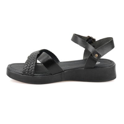 Lou Siyah Kadın Deri Sandalet