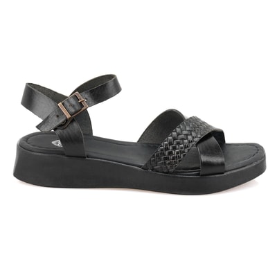 Lou Siyah Kadın Deri Sandalet