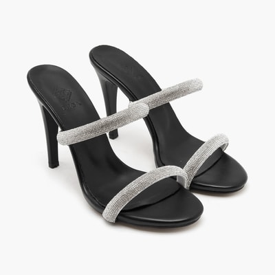 Loui Siyah Kadın Taşlı Abiye Terlik