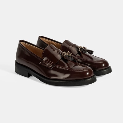 Luca Grossi Kadın Bordo Püskül Detaylı Deri Loafer