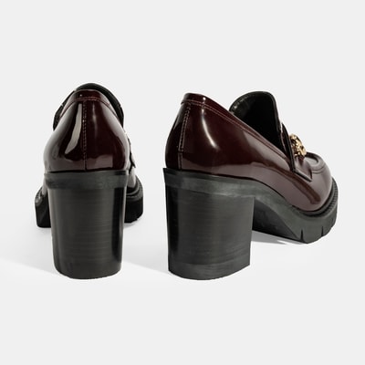 Luca Grossi Kadın Bordo Toka Detaylı Topuklu Rugan Loafer