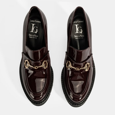 Luca Grossi Kadın Bordo Toka Detaylı Topuklu Rugan Loafer