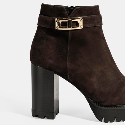 Luca Grossi Kadın Kahve Metal Kilit Detaylı Platform Topuklu Bot