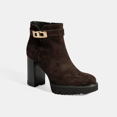 Luca Grossi Kadın Kahve Metal Kilit Detaylı Platform Topuklu Bot